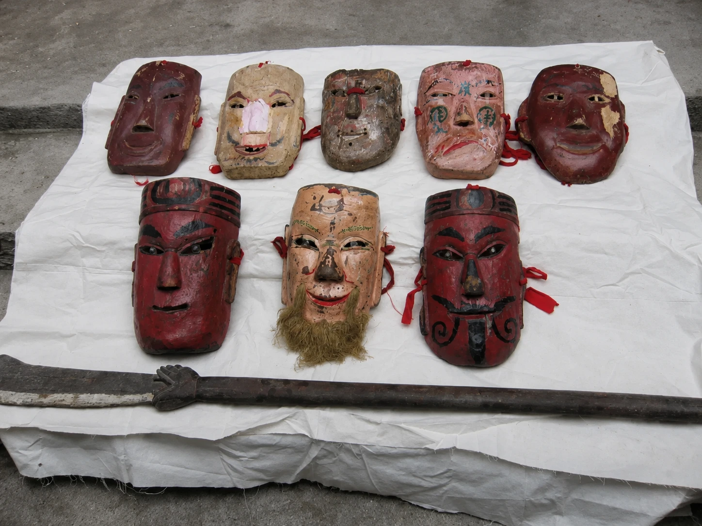 Ornate wooden Nuo masks over three centuries old