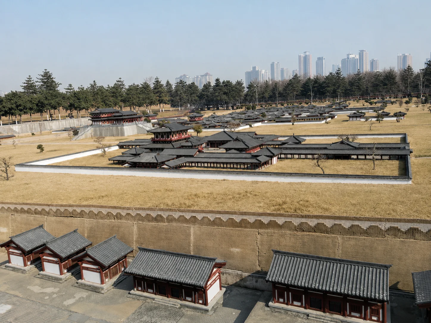 A detailed miniature architectural model of the entire Daming Palace complex