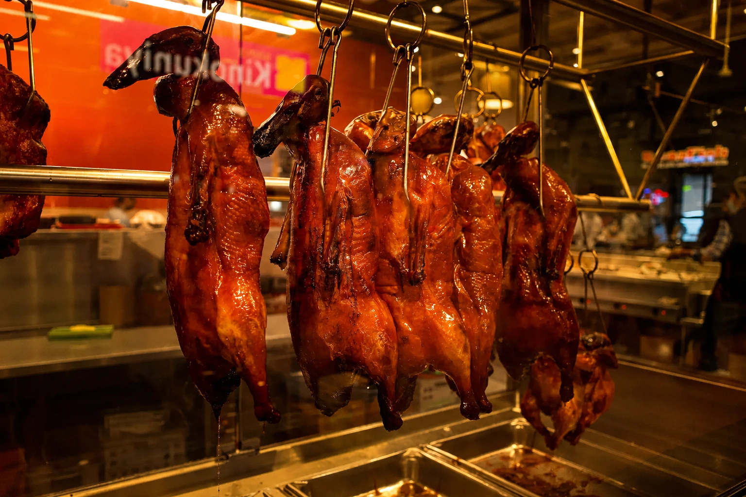 Roast ducks in Cantonese siu mei shop