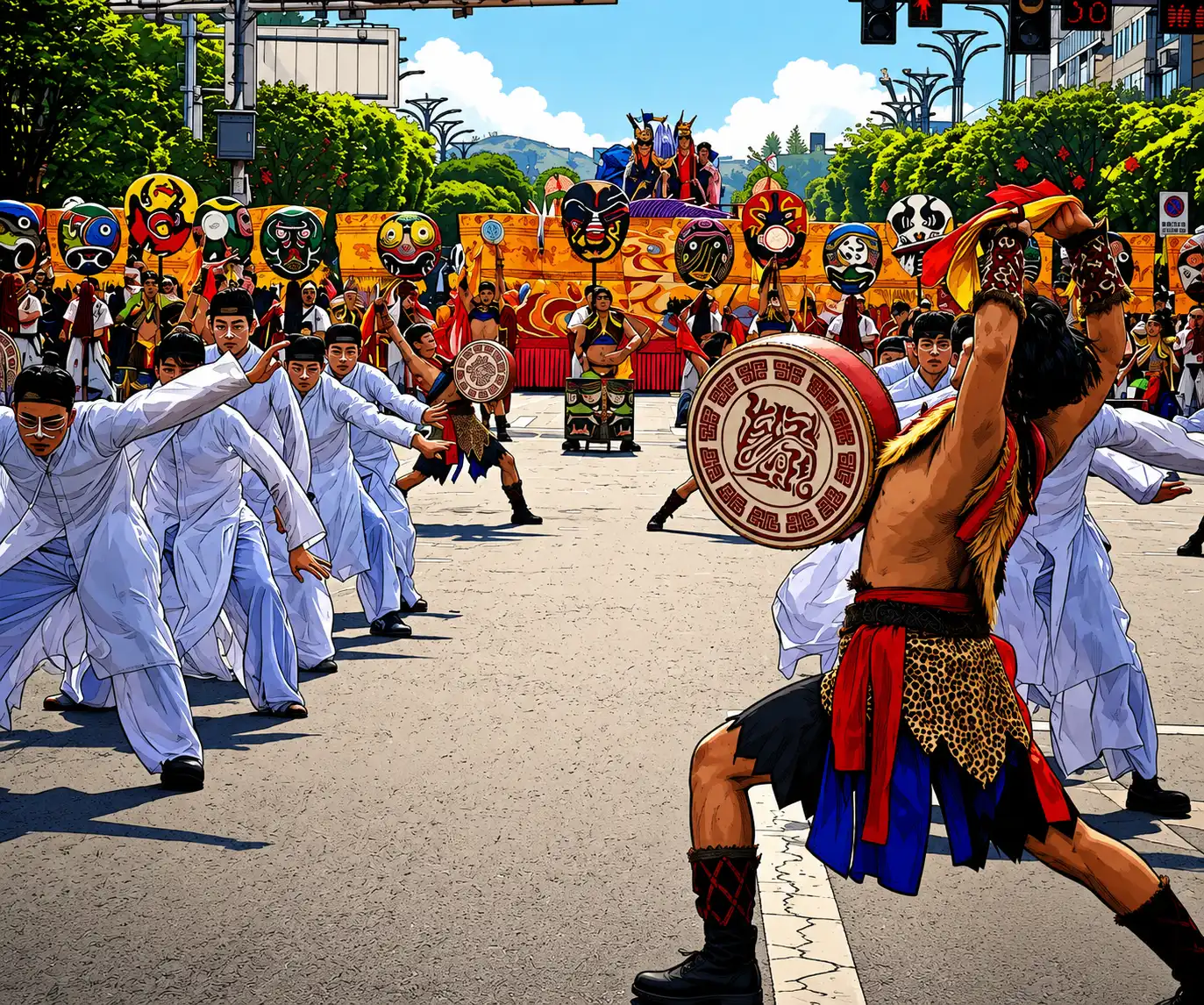God Drum Dance performance at Fengdu Temple Fair