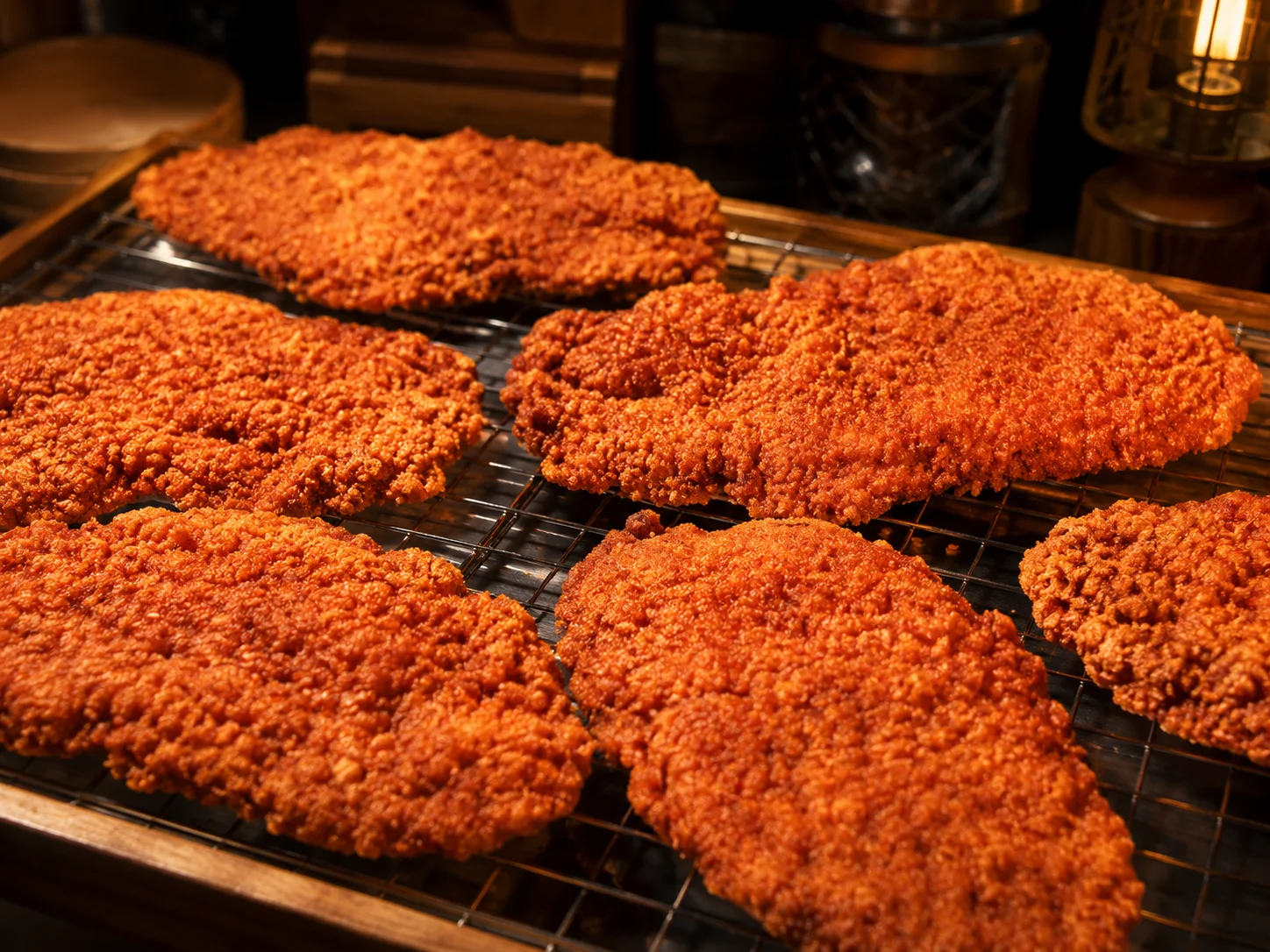 A massive grilled chicken steak fresh from the fryer and grill