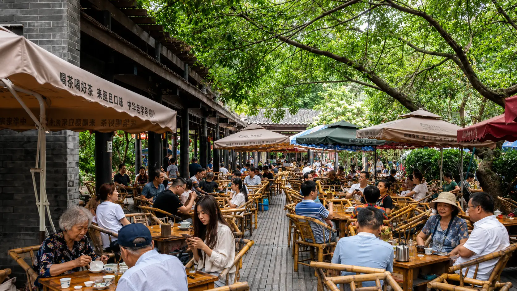 The historic Heming Teahouse by People's Park serves tea in a courtyard