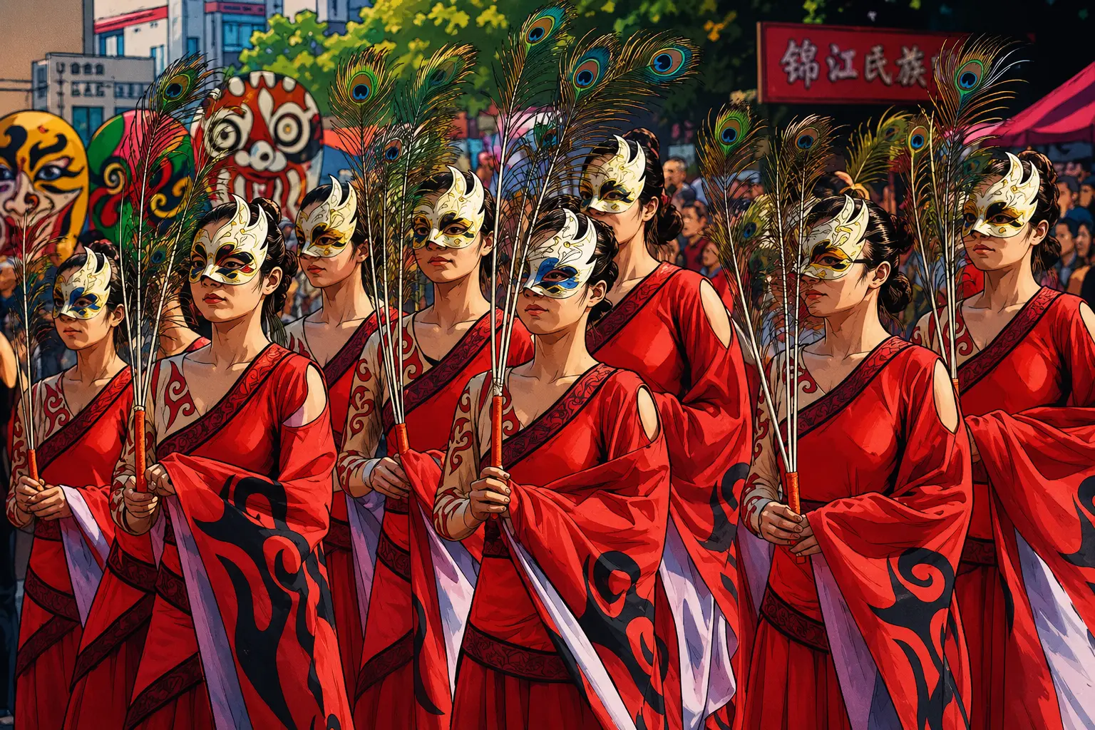 Performers leading the way for the Underworld Emperor's wedding anniversary