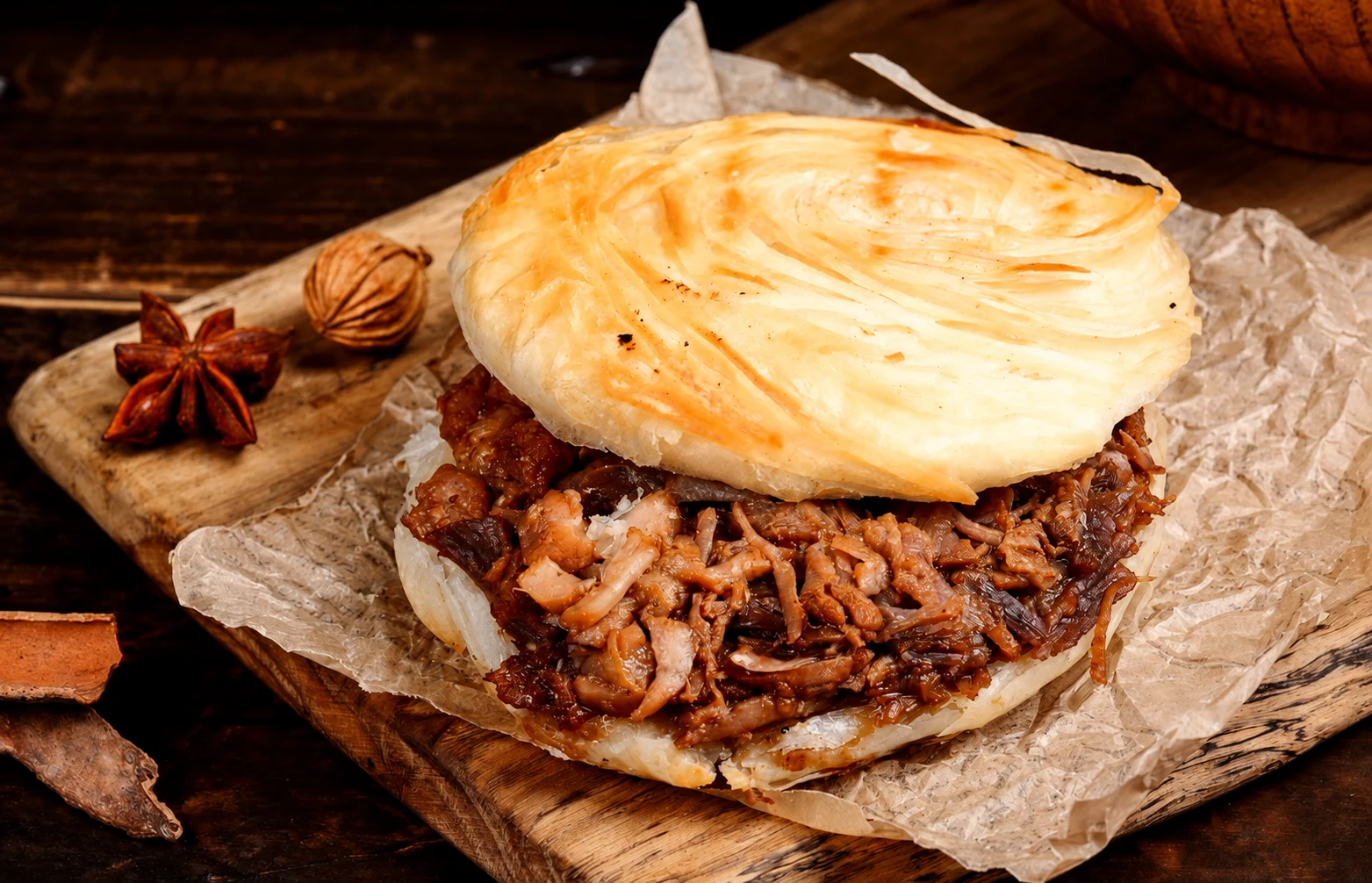 Roujiamo with mixed lean and fatty pork
