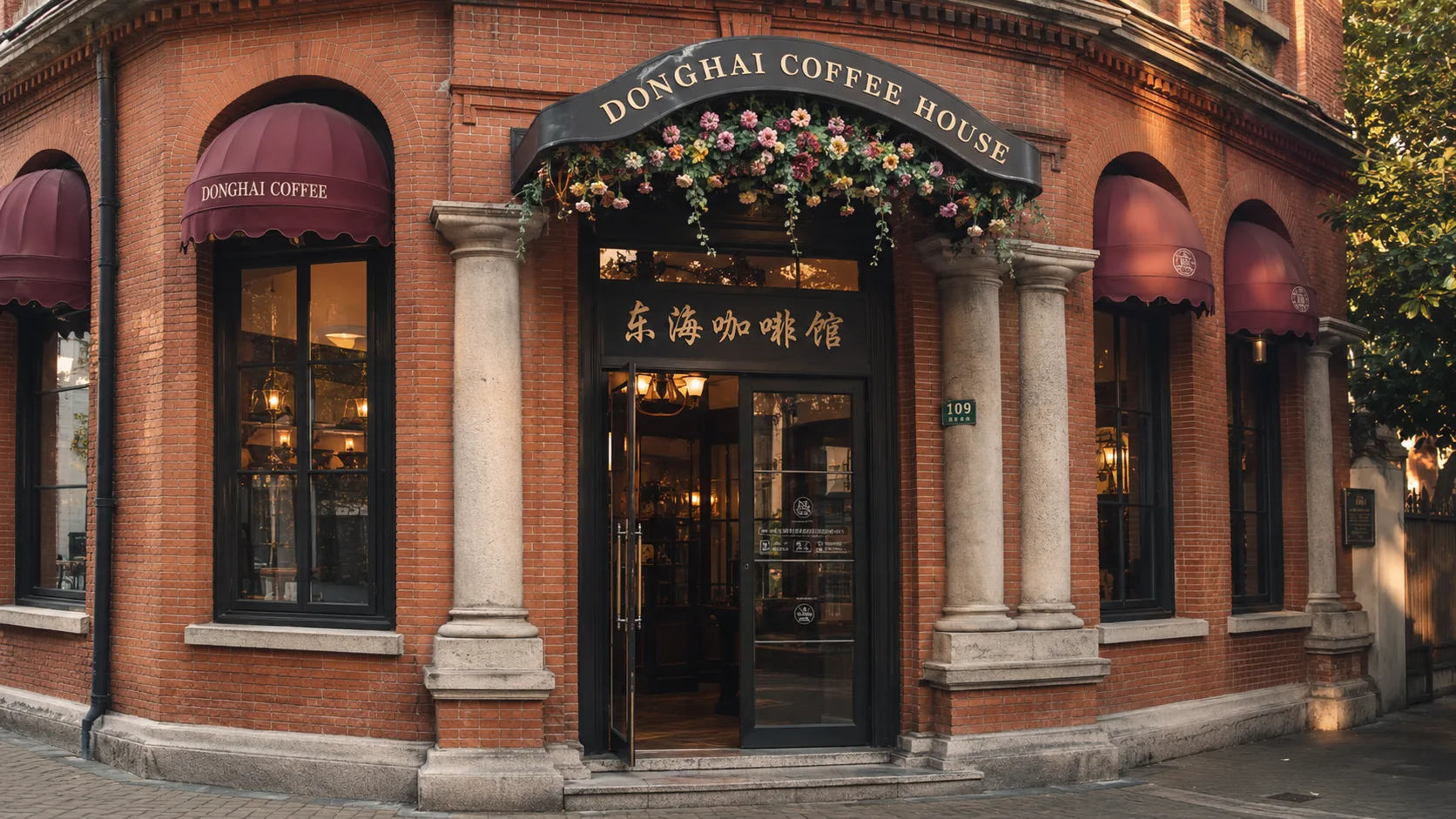 A small coffee counter on a Shanghai street with pedestrians waiting outside