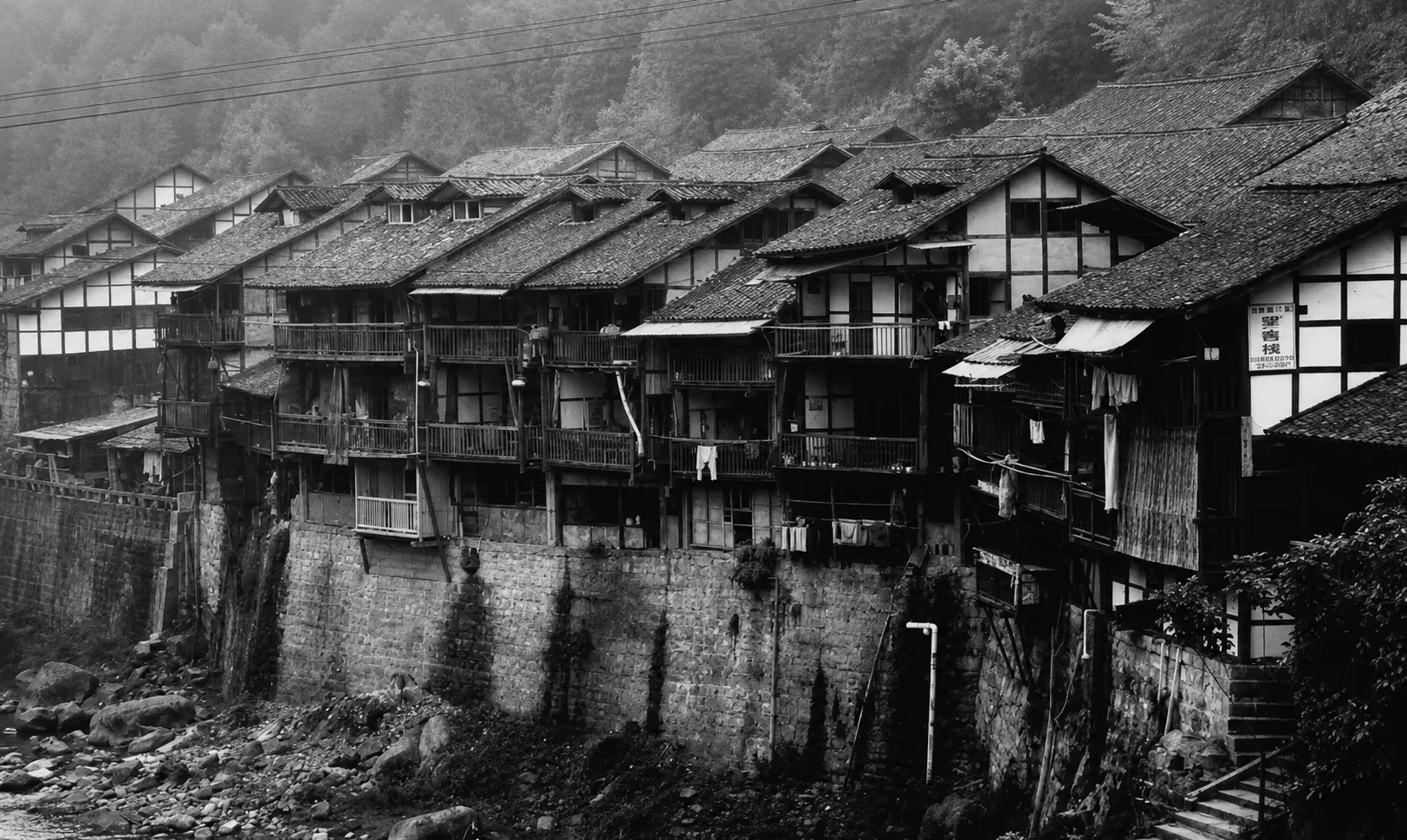 Stilt houses built along the water
